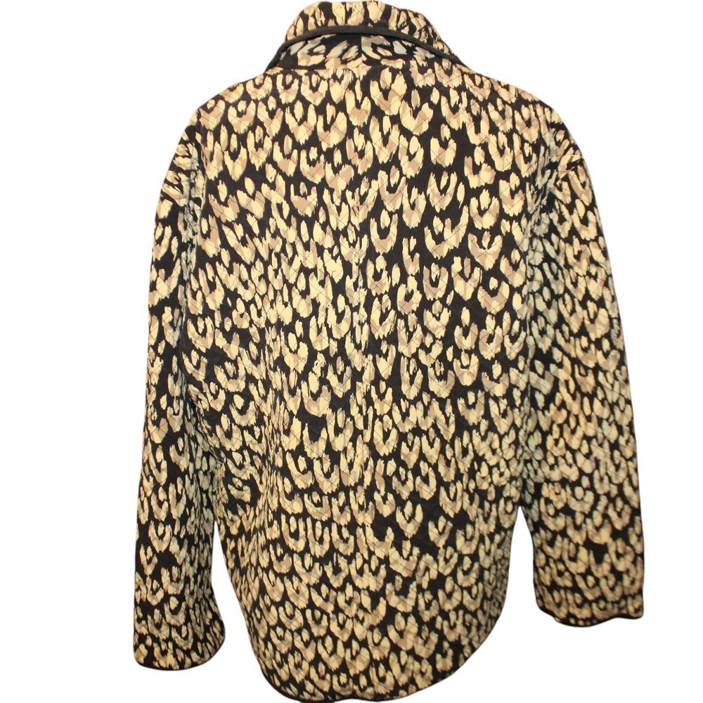 Vintage MAGGY LONDON Quilted Barn Coat Sz 10 Silk Leopard Print Jacket Luxury - Picture 5 of 8